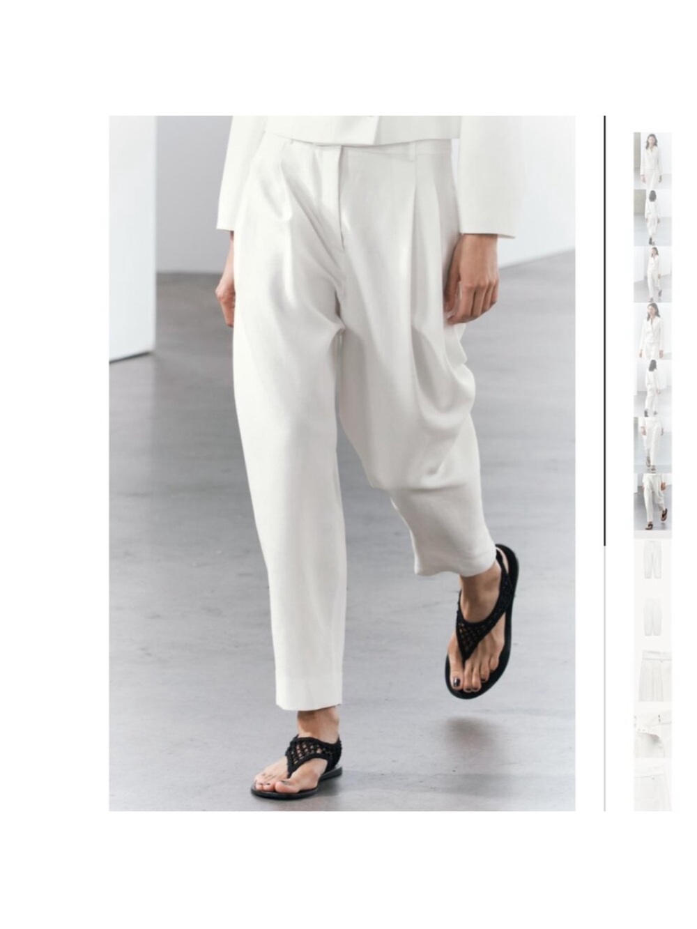 ZARA PLEATED BALLOON PANTS ZW COLLECTION OYSTER-WHITE - Picture 1 of 8